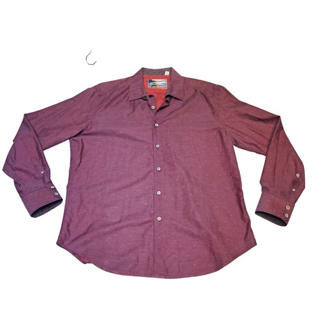 Robert Graham "Armstrong" Metro Shirt Men's XL Burgundy Geometric Flip Cuff‎